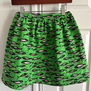 Stella Jean Mini Green Fish Print Cotton Skirt Size Small/Medium
